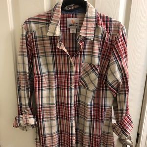 Plaid button-up women’s blouse